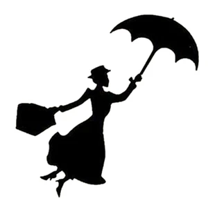 S to XL Mary Poppins Silhouette Decal  Vinyl Sticker Laptop bumper wall car UK - Picture 1 of 3