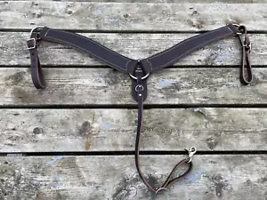 US made dark brown leather contoured 3 pc Western breast collar - Picture 1 of 2