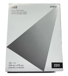 3M 9" x 11" Paper Sanding Sheet 426U A-Weight 220 Grit Silicon Carbide 100 Pack - Picture 1 of 1