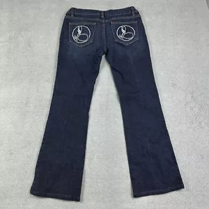 Vintage Bebe Damenjeans 30 dunkle Waschung niedriger Bund ausgestellt Strass Y2K 2000er hergestellt in den USA - Bild 1 von 11