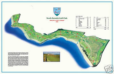 North Berwick Golf Club 1869 - David Strath - Impresión de mapas de campos de golf vintage Foto 1 de 4