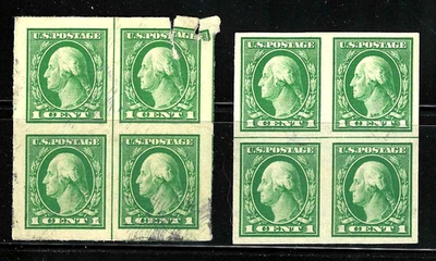 1 Cent Untyped Imperfs Blocks Big Margins Washington Franklin 1908-1922 US 78B61 - Image 1 of 3