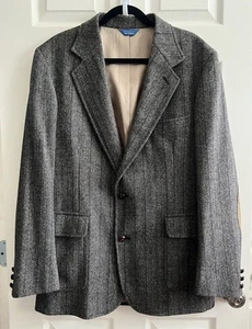 PENDLETON Wool Tweed Leather Patch Sleeve Professor Blazer Sport Coat Jacket 44L - Picture 1 of 13