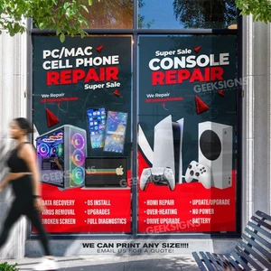 Handy Computer Konsole Reparatur Fenster Verpackung Aufkleber Schaufenster Schilder Poster - Bild 1 von 9