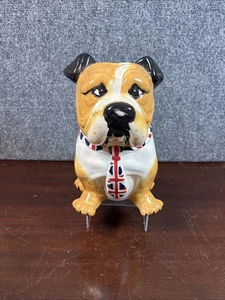 Hannington ~ 10” Bulldog Británico ~ Corbata Union Jack ~ Tarro de galletas vacío de cerámica - Imagen 1 de 8