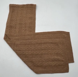 TALBOTS 100% CASHMERE CREAMY BROWN SCARF 9.5" X 70" - Foto 1 di 5