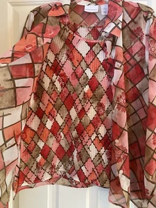 Alfred Dunner Woman Shear Top Size 18 Brown Rust Cream With Shell 2 Pc Set. - Foto 1 di 4