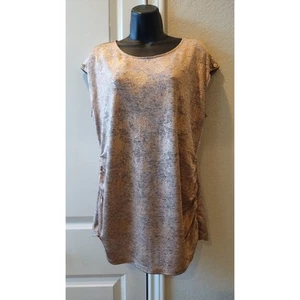 Blusa Calvin Klein dorada brillante manga corta elástica manga gorra talla grande - Imagen 1 de 10