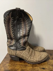 VTG Tony Lama GOLD LABEL 8601 Men’s Exotic Elephant Cowboy Boots Sz 10.5D - Picture 1 of 13