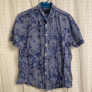 inc international concepts Herren Hemd Große Knopfleiste Blau Weiß Blumenmuster Baumwolle - Bild 1 von 4