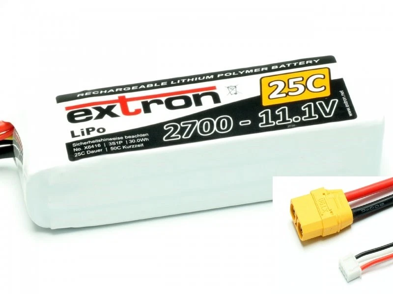 3S Lipo Extron X2 LiPo 3S 11,1V 2700mAh 25C/50C - Bild 1 von 1
