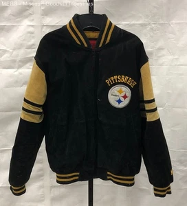 Pittsburgh Steelers Men's Black Gold Leather Varsity Jacket Large Outerwear - Picture 1 of 5
