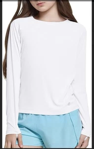 Viodia Damen 1/4 Reißverschluss Langarm Sonnenshirts UPF 50+ UV Large, weiß - Bild 1 von 5