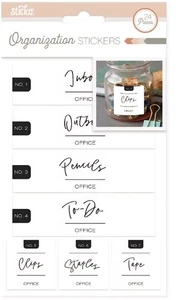 42pc White Office Organization Flat Stickers by Sticko, BRAND NEW - Picture 1 of 5