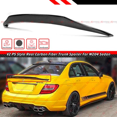 FOR 2008-2014 MERCEDES BENZ W204 C250 C300 C63 CARBON FIBER V2 PSM TRUNK SPOILER - Image 1 of 4