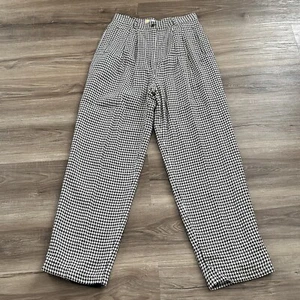 CHAUS Vintage Wool Blend Black White Houndstooth Trousers Women Size 12 - Picture 1 of 9