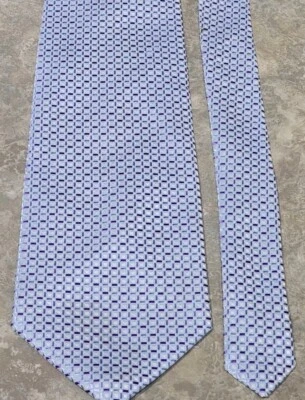 Corbata de vestir GIORGIO ARMANI-Lite azul tejida a cuadros de seda, hecha a mano para hombre Foto 1 de 4