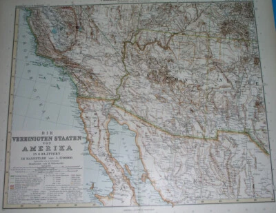 1902 ORIGINAL MAP UNITED STATES CALIFORNIA ARIZONA NEW MEXICO LOS ANGELES TUCSON - Image 1 of 4