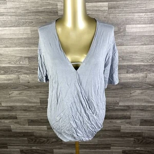 Blusa Top AMERICAN EAGLE Superpuesta Cuello en V Manga Corta Gris Para Mujer Talla XL - Imagen 1 de 10