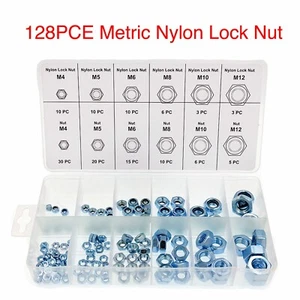 M4-M12 128 PC Metric Nylon Insert Lock Nut Assortment Industry Tool KIT - Picture 1 of 5