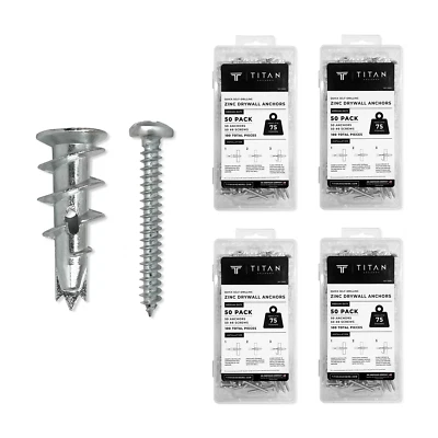 Pacote com 200 âncoras de drywall de zinco auto-perfuradas com kit de parafusos | Suporta 75 libras. - Imagem 1 de 4