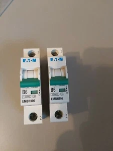2 x Eaton B6 EMBH106 230V AN46F Miniature Circuit Breaker Brand New - Picture 1 of 3