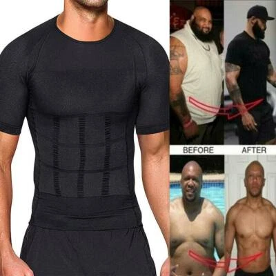 Hombres Adelgazante Cuerpo Modelador Corrector de Postura Chaleco Abdomen Compresión Prendas para el torso Camiseta Foto 1 de 4