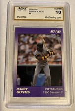 1990 STAR BARRY BONDS PITTSBURGH PIRATES #4 GEM MINT 10