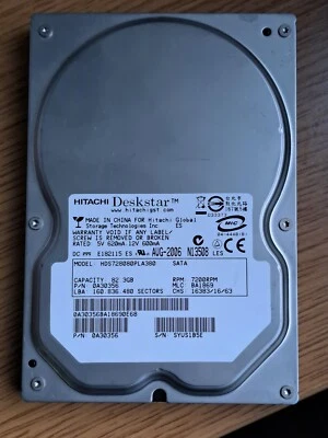 Hitachi Deskstar HDS728080PLA380 Internal SATA II Hard Drive 80GB 3,5” 7200RPM. - Image 1 of 4