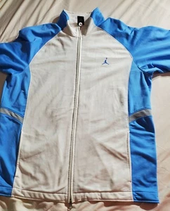 Nike Air Jordan Full Zip Up Jacket Adult White Tar Heel Blue Basketball XXL GUC - Picture 1 of 6