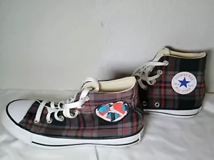 Converse Chuck Taylor All Star World Peace Red Plaid Sneakers Sz M6 W8-FREE SHIP - Picture 1 of 11