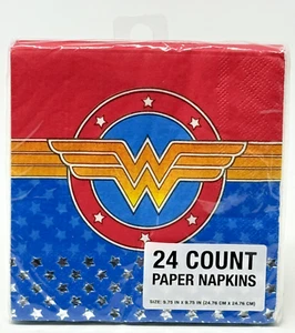 DC Comics 24ct 5" Paper Napkins Wonder Woman w/ Silver Foil Accents - Picture 1 of 5