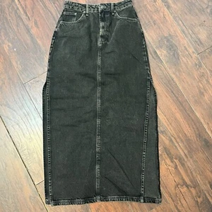 Topshop Maxi Falda Denim Lavada Negra 6 Doble Abertura Lateral - Imagen 1 de 6