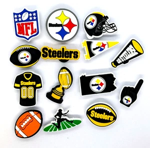 PITTSBURGH STEELERS SHOE CHARMS (14pcs) Football Cool Gift Accessories Set Lot - Picture 1 of 5