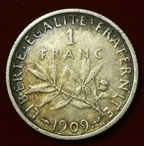 PEU COURANTE **** 1 FRANCS SEMEUSE 1909 **** TTB+ - Imagen 1 de 2