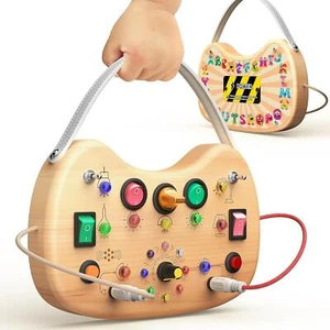 Montessori Toddler Busy Board Sensory Toys For Toddlers Wooden Autism Sensory 17 - Picture 1 of 6
