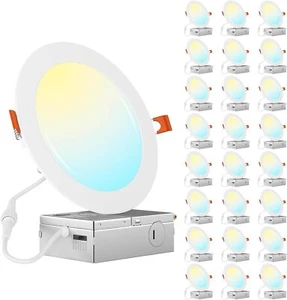 24 Pack 6 Inch 6CCT Ultra-Thin Led Recessed Lights 6CCT Led Ceiling Lights - Picture 1 of 9