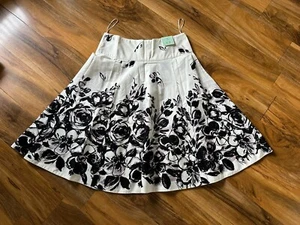 CREAM & BLACK FLARED SKIRT - NEW LOOK TALL - SIZE 10 - UNUSED - COTTON - Picture 1 of 5