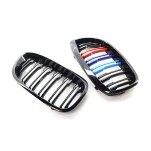 2X M-Farbe Doppelsteg Kühlergrill Glanz Schwarz Für BMW 3er E46 Coupe 2003-2006 - Picture 1 of 10