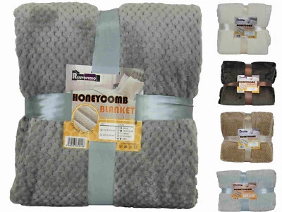 Fleece Blanket Sofa Throw Bed Throw Throwover Bedspread Honeycomb Popcorn Waffle