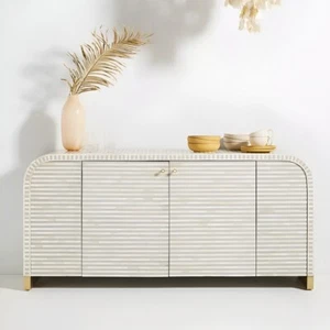 Credenza/buffet con intarsiato in osso a cascata colore grigio - Foto 1 di 6