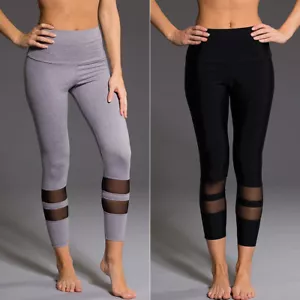 Yoga Flex Quick Dry Active Capri Mesh Compression Pants Workout Gym Leggings - Picture 1 of 8
