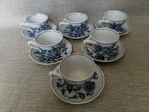 BLUE DANUBE Set of 6 COFFEE OR TEA CUPS AND SAUCERS Japan Rectangle Logo EUC - Picture 1 of 12