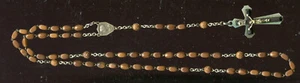 VINTAGE OUR LADY OF LOURDES BROWN BEAD 17" ROSARY - Picture 1 of 4