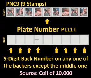 US 5879-5882 5882a Flag F PNC9 APU P1111 5d back # (from 10k coil) MNH 2024 - Picture 1 of 1
