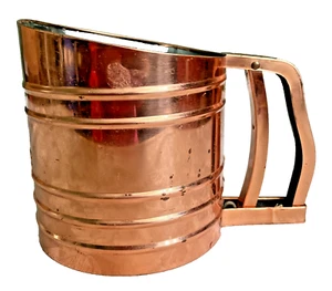 Foley Sift Chine Flour Sifter Triple Screen Copper Kitchen Tool Utensil Vintage - Picture 1 of 7