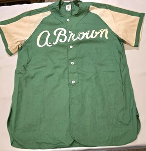 Vintage A.Brown Möbel Baseball Trikot Filz Schriftzug Sonnenkragen General Athletic - Bild 1 von 6