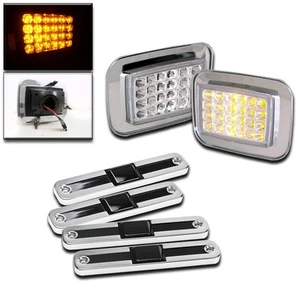 2003-2009 HUMMER H2 LED FRONT SIGNAL LIGHTS+SIDE MARKER COVER PARKING CHROME SET - Picture 1 of 1