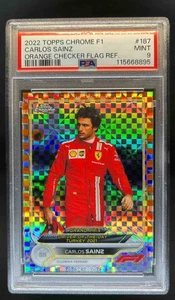 2022 Topps Chrome F1 Carlos Sainz Orange Checker Flag Refractor #23/25 PSA 9 - Picture 1 of 2