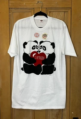 Camisa Wolf Para Hombre Vintage 1987 Universidad de Toledo Pandas Talla Grande Blanca AN NUEVA CON ETIQUETAS Foto 1 de 4